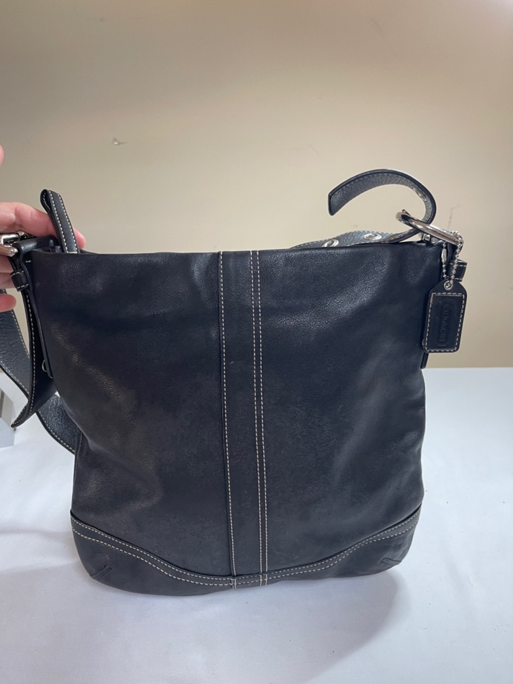 Coach Black Leather Shoulder Messenger Bag